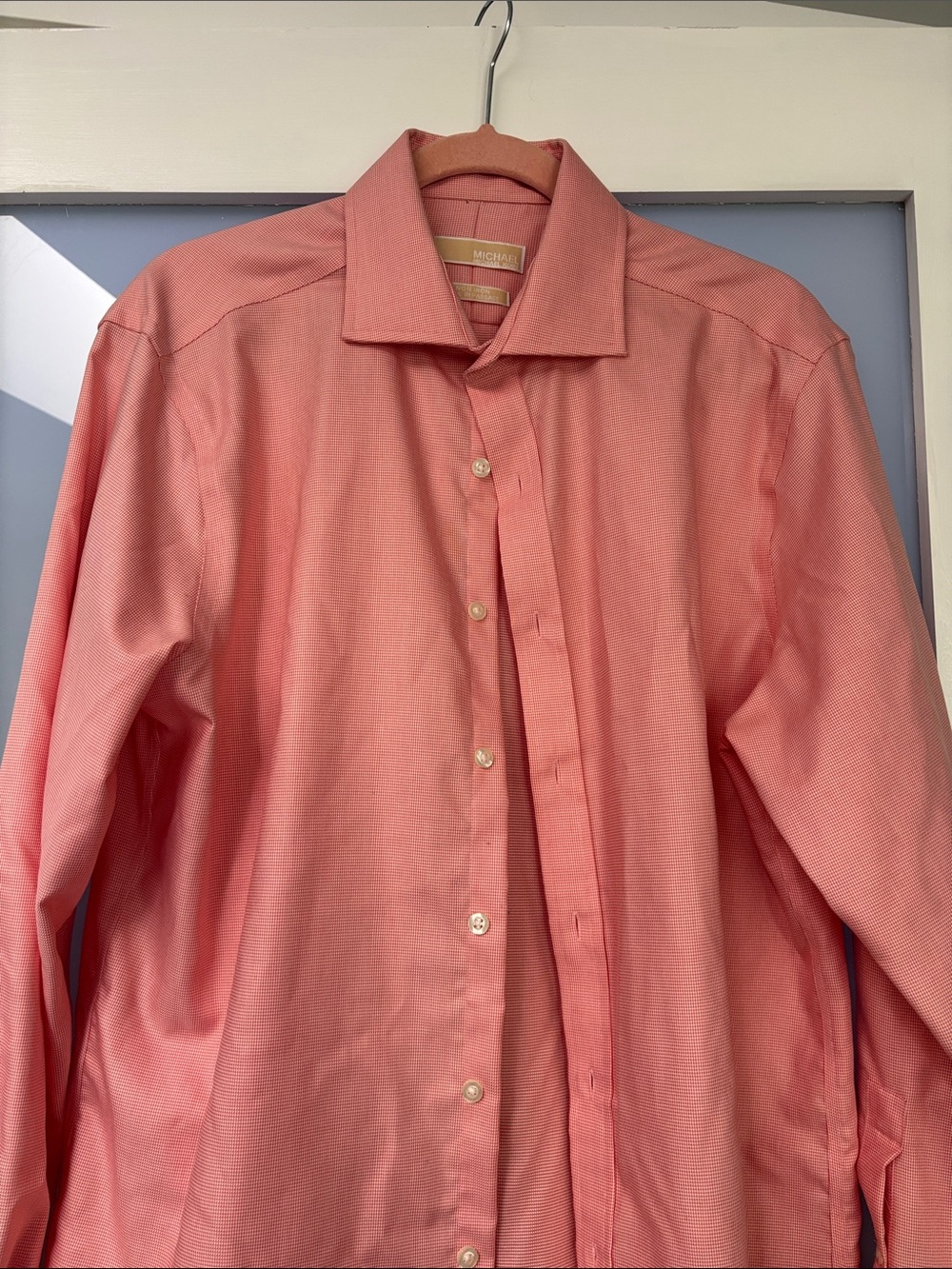 Michael Kors Coral-Peach Long-Sleeve Dress Shirt